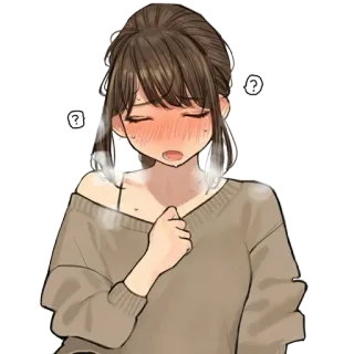 😍 95356b25 アニメ, 女の子, 汗, 困惑 telegram sticker