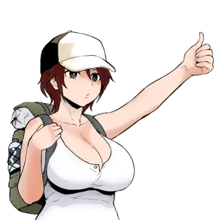 👍 8076c50b woman, anime, hiking, backpack, cartoon, thumbs up, travel telegram sticker