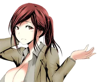 👐 8f7e29f3 anime girl, woman, brown hair, cartoon telegram sticker