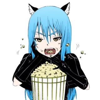 😾 e2d45ceb anime, cat ears, popcorn, cute, food, eating telegram sticker