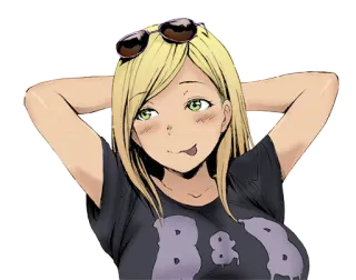 😋 fdd1ad8d B & B anime girl, blonde hair, sunglasses, character, cartoon, sticker telegram sticker