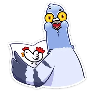 😳 85a7d362 piccione, uccello, pollo, cartone animato, animale, disegno telegram sticker