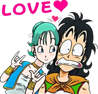 ❤️ 31e7ff69 Bulma Dragon Ball LOVE amore, dragon ball, bulma, yamcha, anime, coppia telegram sticker