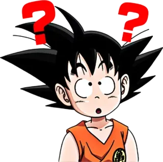 ❓ 675338f4 Goku Dragon Ball anime, cartone animato, domanda, confuso, Goku, Dragon Ball telegram sticker