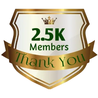 ⚜ 1cd75269 2.5K Members Thank You grazie, membri, celebrazione, successo, gruppo whatsapp sticker