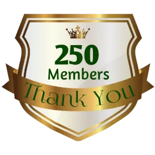 ⚜ 45d0bd33 250 Members Thank You membri, grazie, festa, successo whatsapp sticker