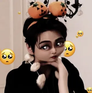 🥺 e6cce49f persoon, portret, halloween, pompoenen, emoji's, gezichtsfilter telegram sticker