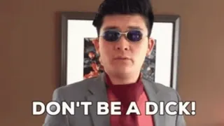 🎈 e685505b DON'T BE A DICK! ใจดี, หยาบคาย, ดูถูก, คำหยาบ, คำด่า, ข้อความ, แว่นตา telegram sticker