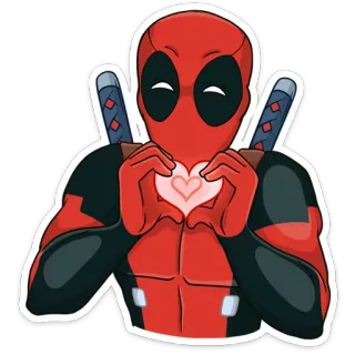 ❤️ 01c62b9a Deadpool 데드풀, 마블, 슈퍼히어로, 하트, 검 telegram sticker