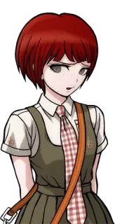 😒 59ed8181 Mahiru Koizumi Danganronpa アニメ, キャラクター, 女の子, 制服, 赤髪 telegram sticker