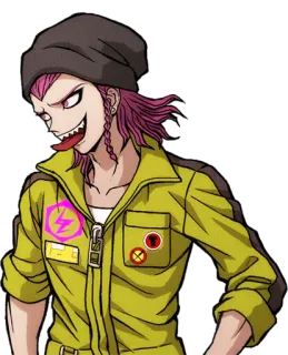 😏 5eff7384 Kazuichi Soda Danganronpa 左右田和一, ダンガンロンパ, アニメ, マンガ, キャラクター, ピンク髪, メカニック telegram sticker