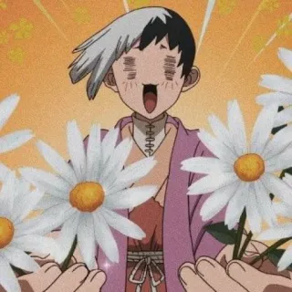 💖 ae536ea2 Gen Asagiri Dr. Stone 动漫, Dr. Stone, 浅雾幻, 花 telegram sticker