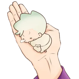 ❤️ 0bcf9a31 การ์ตูน, มือ, กำลังนอน, ตัวละคร, น่ารัก whatsapp sticker