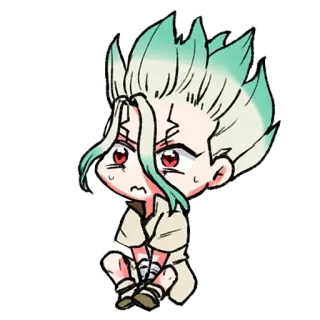 😥 2866bbed Senku Ishigami Dr. Stone อนิเมะ, จิบิ, การ์ตูน, Dr. Stone, เซ็นคู อิชิกามิ whatsapp sticker