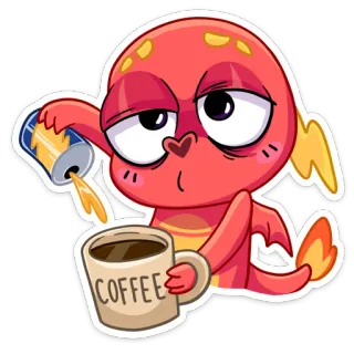 ☕️ a1f84a16 COFFEE 커피, 피곤한, 만화, 음료, 괴물, 지친 whatsapp sticker