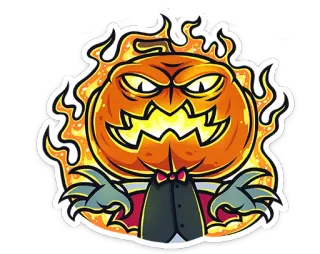 🎃 07eee617 bí ngô, halloween, quái vật, ác quỷ, ngọn lửa, đáng sợ, hoạt hình telegram sticker