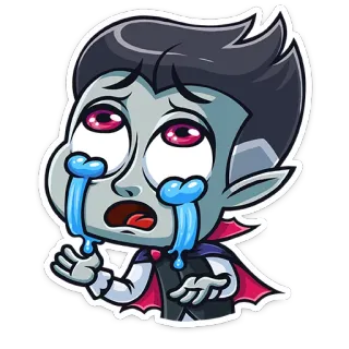 😭 0831039a Vampire ma cà rồng, khóc, buồn, hoạt hình, nhãn dán telegram sticker
