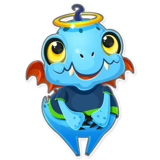 😇 4bb32a5b 卡通, 怪物, 可爱, 天使, 蓝色, 角色 whatsapp sticker