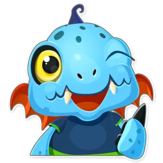 👍 6a6e343e 怪物, 可爱, 卡通, 眨眼, 搞笑, 蓝色, 角色 whatsapp sticker