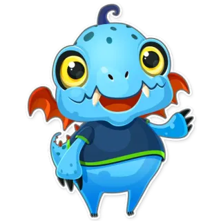 😀 dc31fdc6 可爱, 卡通, 怪物, 角色, 插画, 贴纸, 蓝色, 龙 whatsapp sticker