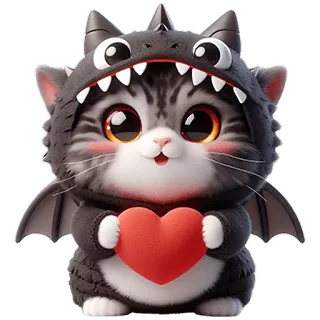 🫶 18697421 mèo, rồng, động vật, dễ thương, kawaii, trái tim, tình yêu, mèo con telegram sticker