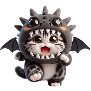 🏃‍♂ 1b6872ac mèo, mèo con, rồng, dễ thương, động vật, cosplay, fantasy, thú cưng telegram sticker