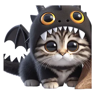 😳 23b5dd6f mèo, rồng, dễ thương, động vật, thú cưng, mèo con, trang phục, ảo mộng telegram sticker