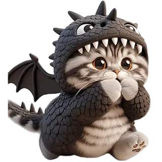 🫢 30cef60c mèo, rồng, dễ thương, động vật, thú cưng, mèo con, trang phục telegram sticker