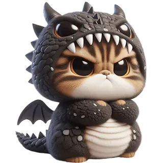 😤 4b2d0f8e mèo, mèo con, rồng, động vật, dễ thương, hoạt hình, kawaii telegram sticker