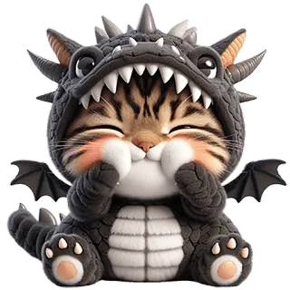 ☺️ dc1a555d mèo, rồng, dễ thương, động vật, thú cưng, fantasy, kawaii, nhãn dán telegram sticker