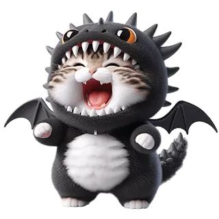 🤣 f082e9ea mèo, rồng, động vật, dễ thương, trang phục, thú cưng telegram sticker