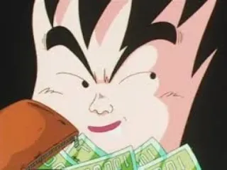 😈 100c493f Goku Dragon Ball Z soldi, anime, cartone animato, contanti, dbz telegram sticker