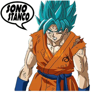 😓 5151b131 Goku Dragon Ball SONO STANCO Goku, Dragon Ball, Estou cansado, Anime, Cabelo azul, Desenho animado telegram sticker