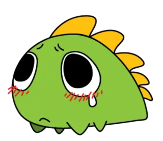 😢 065792e5 dinosaure, dessin animé, mignon, triste, monstre, animal, personnage whatsapp sticker