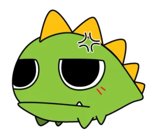 😠 775e63cd dinosaure, dessin animé, en colère, vert, personnage whatsapp sticker