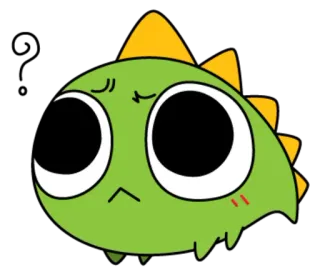 🤔 b9020bcd dinosaure, mignon, monstre, dessin animé, kawaii, vert, triste whatsapp sticker