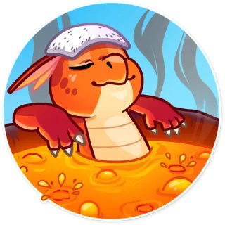 🛀 22af0817 Drache, Entspannung, Whirlpool, Fantasy, Reptil, Cartoon, Orange telegram sticker