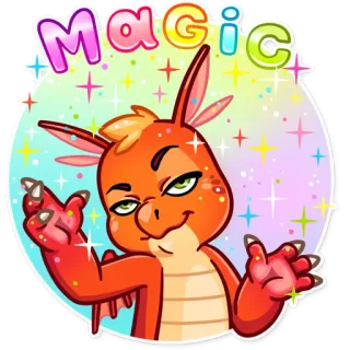 ✨ 988f1d42 MAGIC Drache, Magie, Glitzer, Cartoon, Süß, Fantasy telegram sticker