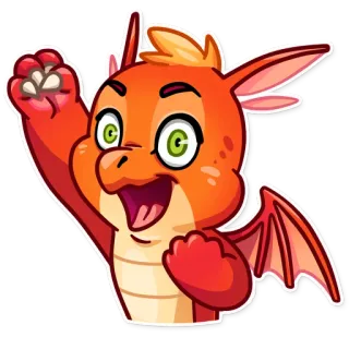 😃 ccd9110c Drache, Cartoon, Tier, freundlich, süß, winkend, grüßend, fröhlich telegram sticker