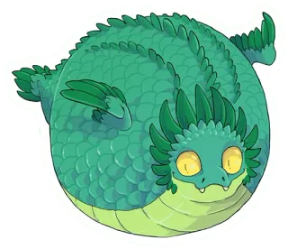 🐉 347aef67 dragon, mignon, fantaisie, animal, vert, dessin animé telegram sticker
