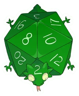 🎲 3654c174 dés, d20, jeu de rôle, jeu, lézard, fantaisie telegram sticker