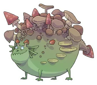🍄 82e23365 dragon, champignon, fantaisie, créature, monstre, animal, art telegram sticker