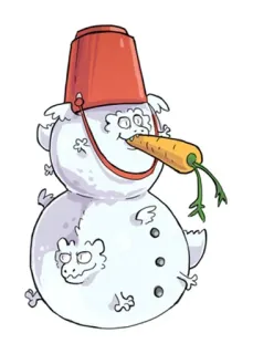 ⛄ 9a8d6312 bonhomme de neige, hiver, carotte, seau, illustration, dessin animé telegram sticker