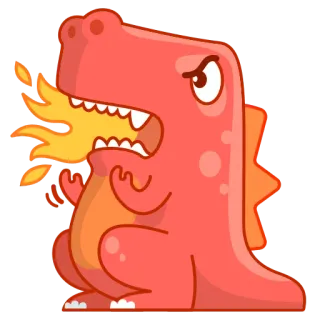 😡 5488d4d3 dinosaure, dessin animé, feu, en colère, rouge telegram sticker