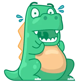 😧 d31c407f dinosaure, vert, mignon, dessin animé, joyeux telegram sticker