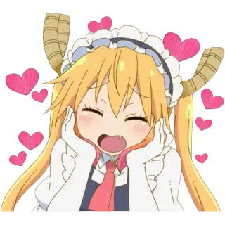 😍 3f361599 Tohru Miss Kobayashi's Dragon Maid 动漫, 龙, 女仆, 托尔, 可爱, 卡哇伊, 爱心, 快乐 telegram sticker
