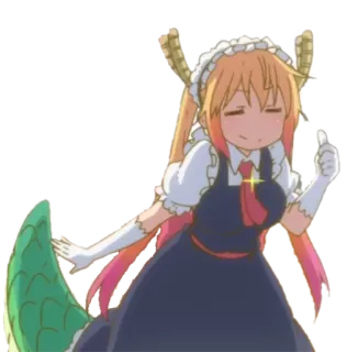 👍 de291bce Tohru Miss Kobayashi's Dragon Maid 动漫, 龙, 女仆, 托尔, 卡通, 快乐, 可爱 telegram sticker