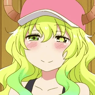 ☺️ 461d80bd Lucoa Miss Kobayashi's Dragon Maid Anime, Draak, Lucoa, Hoorntjes, Groen haar, Kawaii telegram sticker