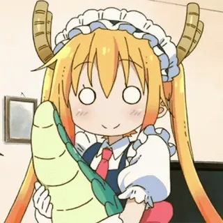 😶 5876c512 Tohru Miss Kobayashi's Dragon Maid Anime, Draak, Meid, Cartoon, Leuk, Grappig telegram sticker