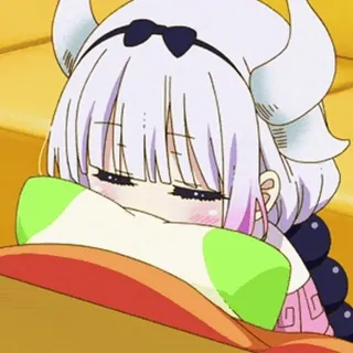 😪 79f36be1 Kanna Kamui Miss Kobayashi's Dragon Maid Anime, Kanna, Slapen, Schattig, Draak telegram sticker